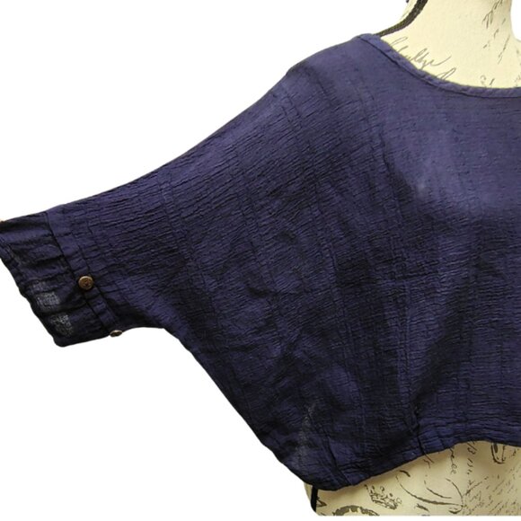 Spirithouse Bohemian 100% Cotton Blouse - Relaxed Dolman Sleeve Flowy Lagenlook - Picture 4 of 7